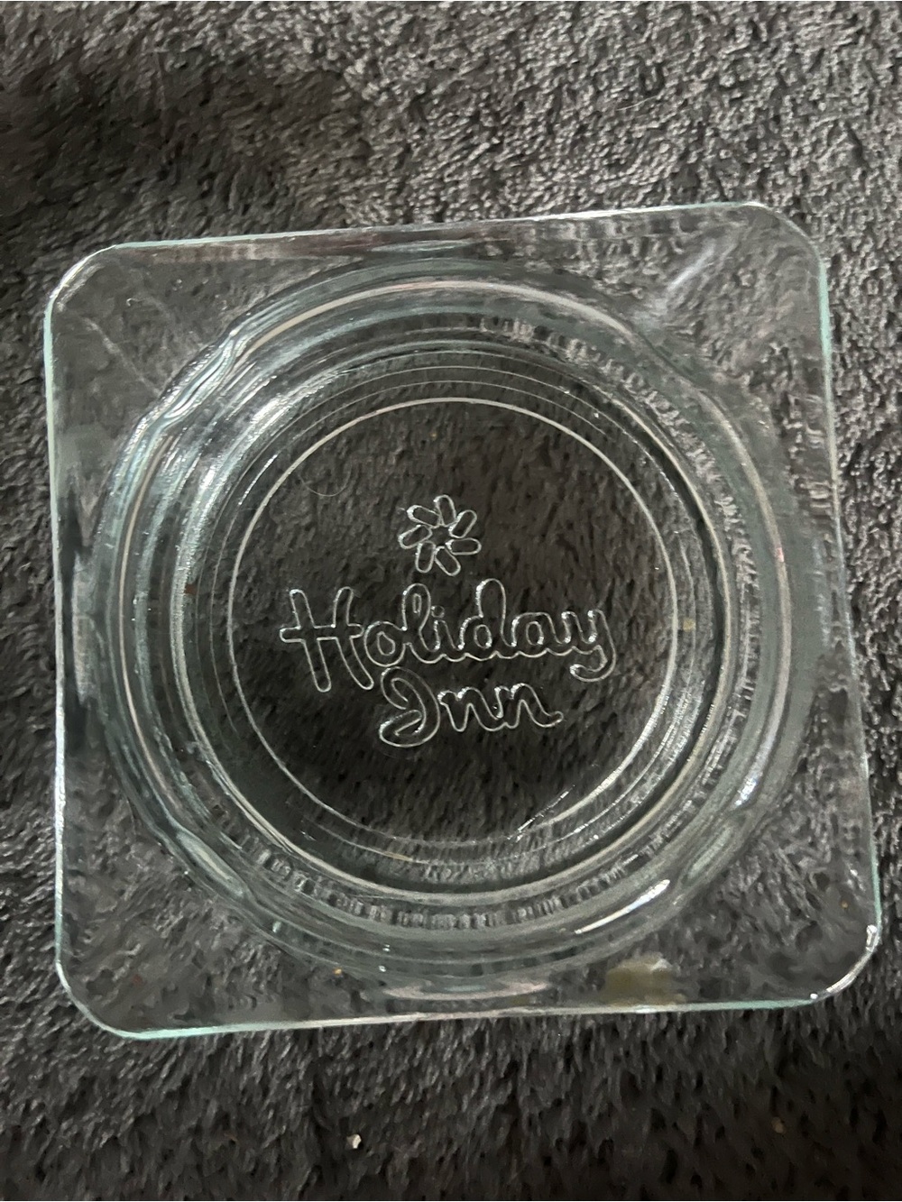 Clear Glass Square Ashtray Holiday Inn